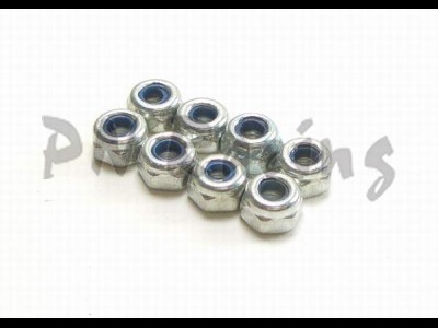 PN Mini-Z 3mm Silver Lock Nut - 8PCS